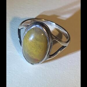 Elegant Yellow Stone Silver Ring